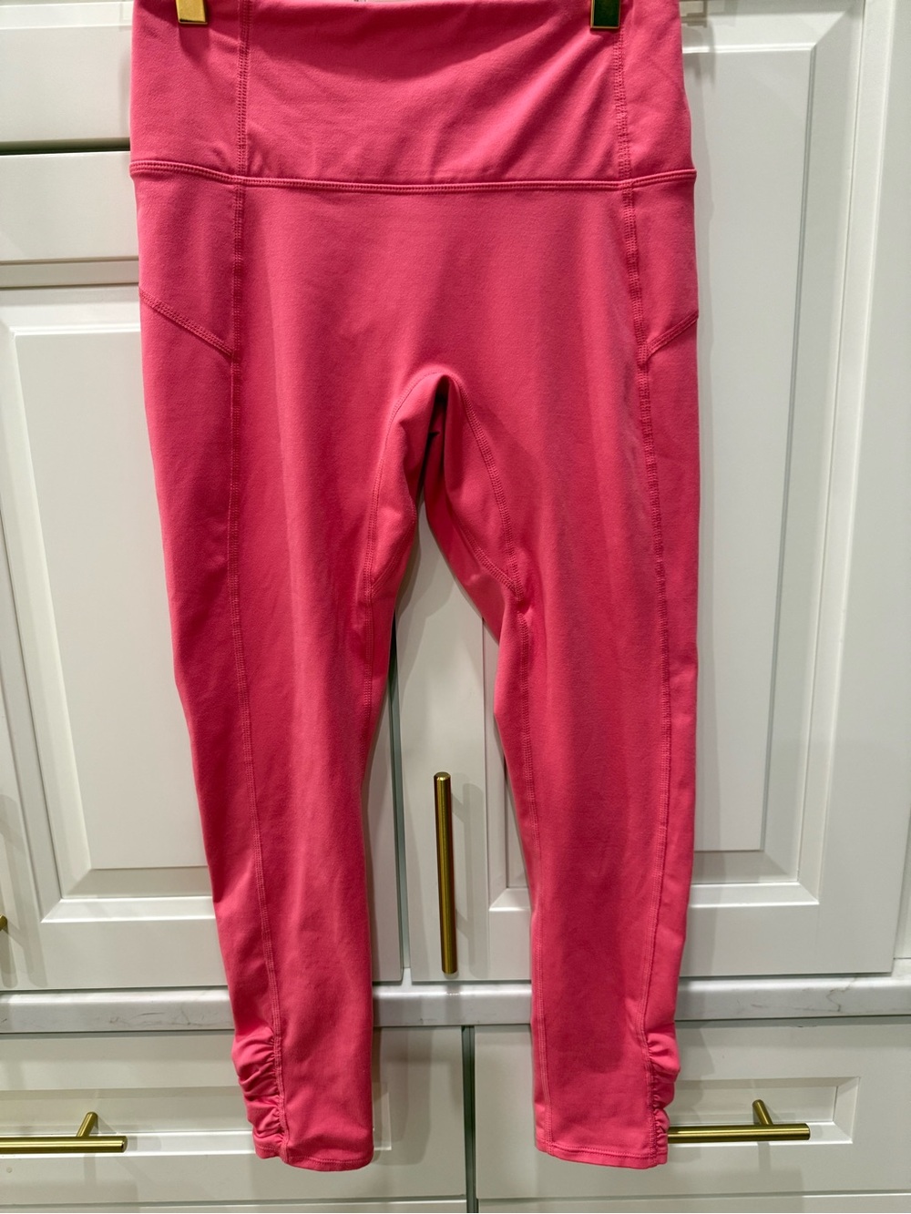 Free People Bright Pink High-Waist Ruched Ankle Leggings
